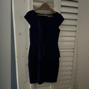 CALVIN KLEIN EGGPLANT PURPLE PEPLUM DRESS